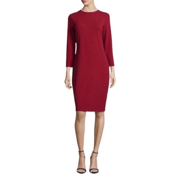 Vince Crimson Red Bouclé Stretch Knee Length Dress Size Small - Picture 1 of 13
